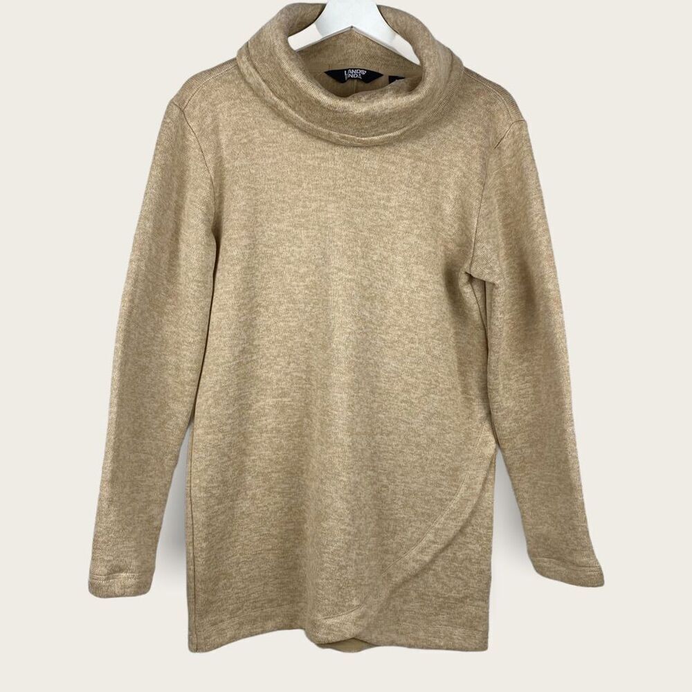 Lands' End Women's Small Sweater Fleece Tunic Cowl Neck Pullover